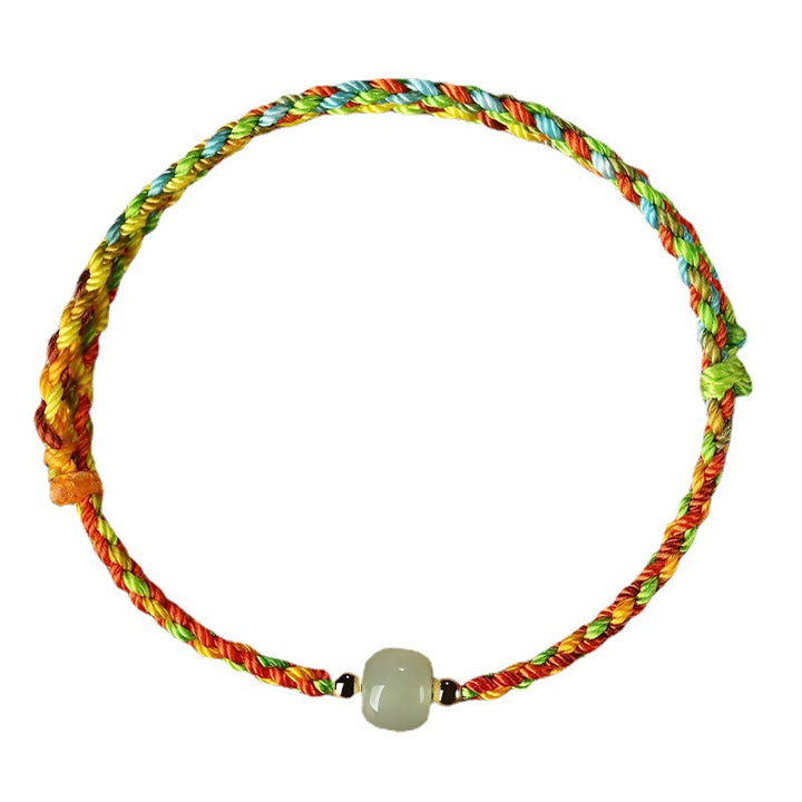 Buddha Stones Colorful Rope Luck Jade Bead Abundance Bracelet - image 4