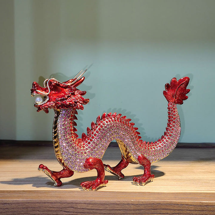 Buddha Stones Handmade Feng Shui Dragon Luck Success Home Decoration - Red - image 18