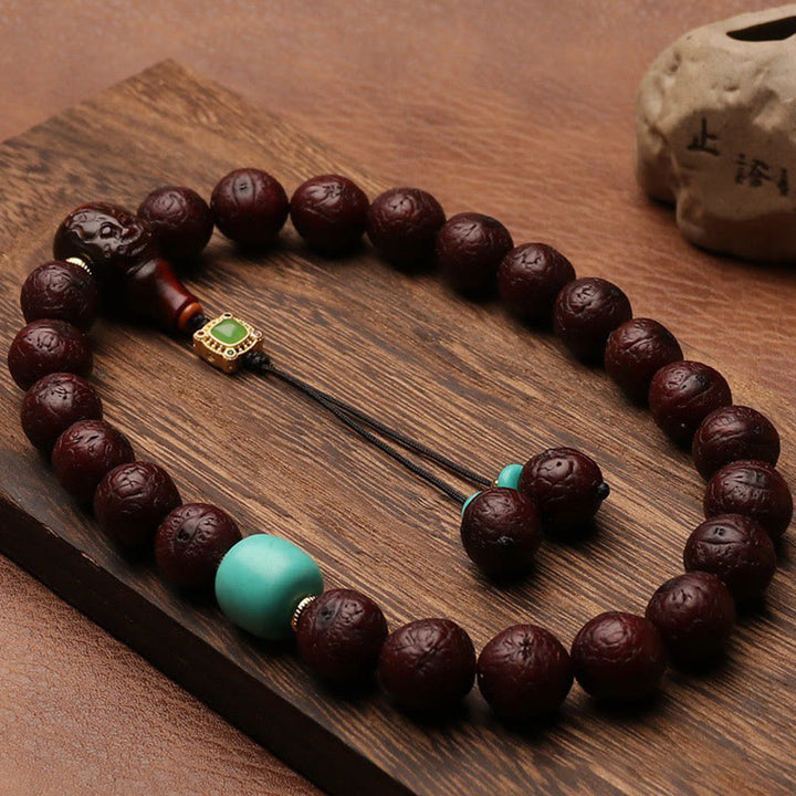 Buddha Stones Tibetan Bodhi Seed Agate Bead Luck Wealth Tassel Charm Wrist Mala - image 24