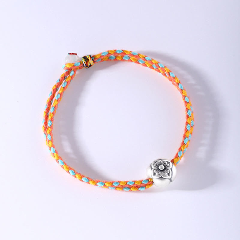 Buddha Stones 999 Sterling Silver Persimmon Luck Multicolored Braided Bracelet - image 9