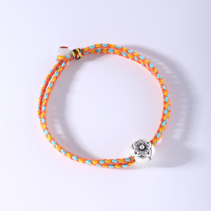 Buddha Stones 999 Sterling Silver Persimmon Luck Multicolored Braided Bracelet - image 9
