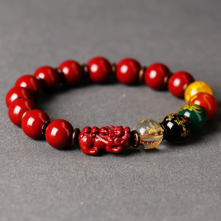 Buddha Stones God Of Wealth Cinnabar PiXiu Blessing Bracelet - image 2