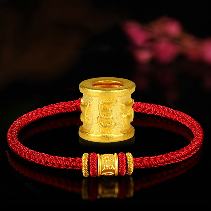 Buddha Stones Tibet 999 Gold Om Mani Padme Hum Engraved Protection Lucky Bead Bracelet - image 4