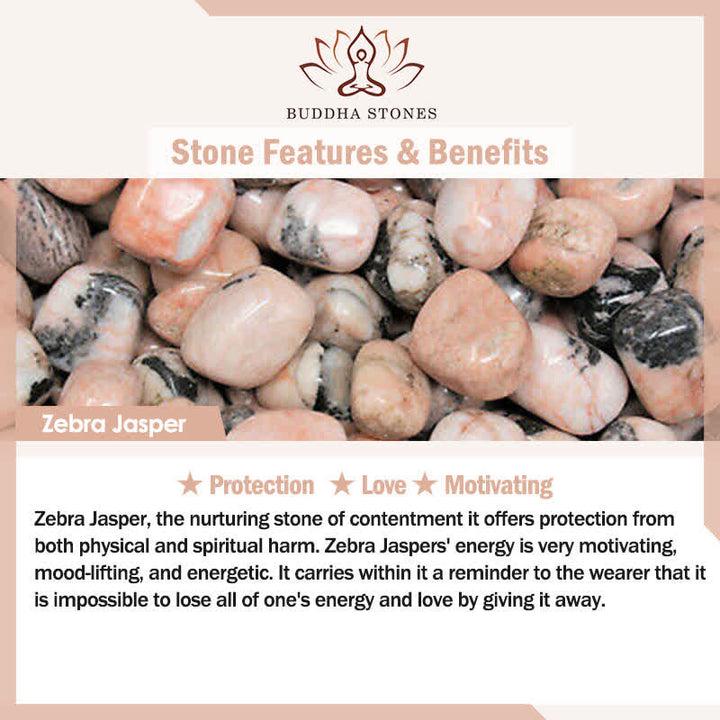 Buddha Stones 108 Mala Beads Sodalite Zebra Jasper Crystal Lotus Strength Bracelet - image 6