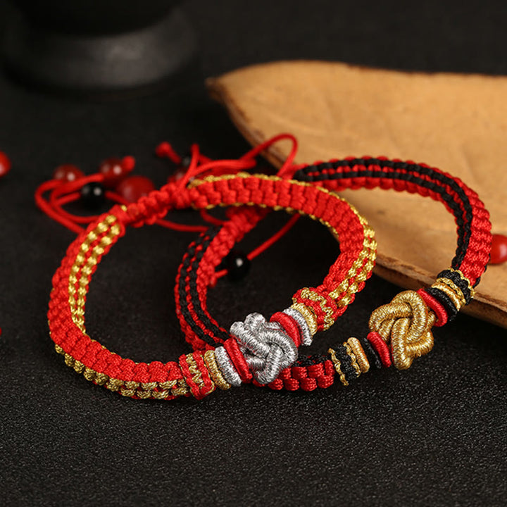 Buddha Stones Colorful Rope True Love Knot Luck Handmade Bracelet - image 3