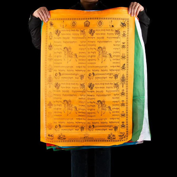 Buddha Stones Tibetan 5 Colors Windhorse Happiness Auspicious Outdoor Prayer Flag - image 2