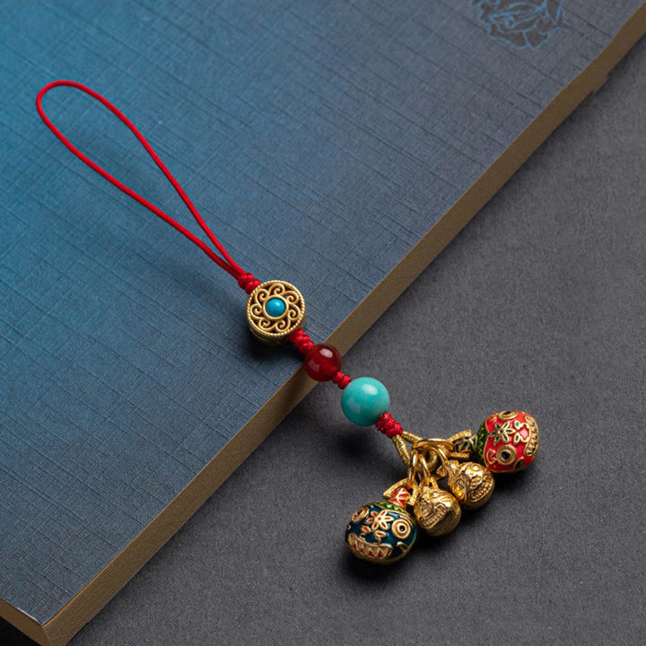 Buddha Stones Gold Swallowing Beast Family Luck Car Key Chain Phone Hanging Decoration - A Family Of Four - Red - Phone Hanging Decoration - image 14