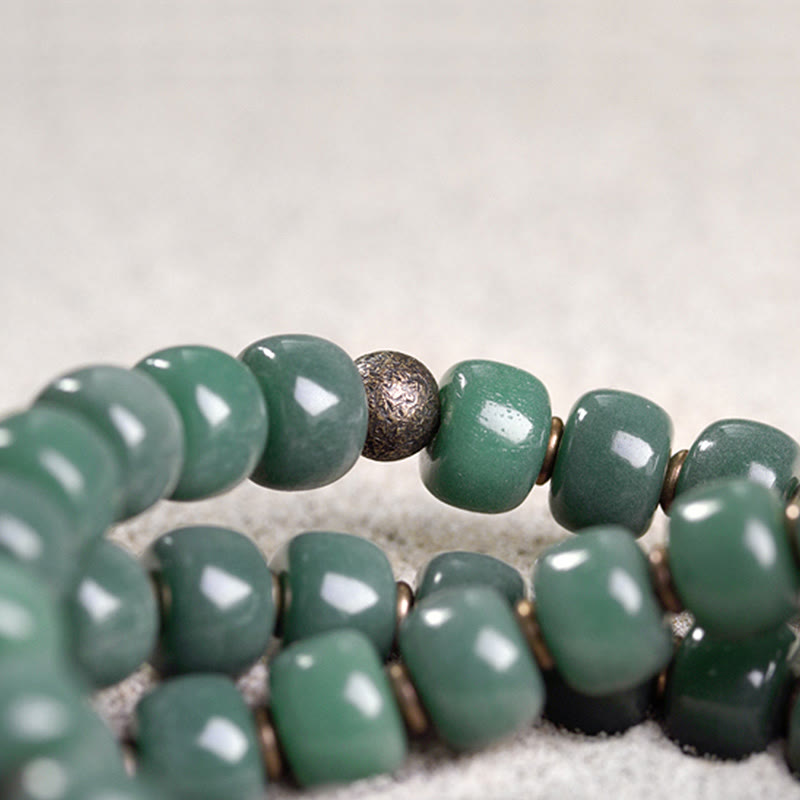 Cyan Bodhi Seed Dzi Bead Wisdom Peace Triple Wrap Bracelet - image 5