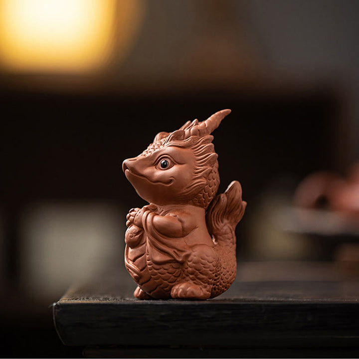 Buddha Stones Luck Dragon Wealth Tea Pet Purple Clay Figurine Decoration - image 10