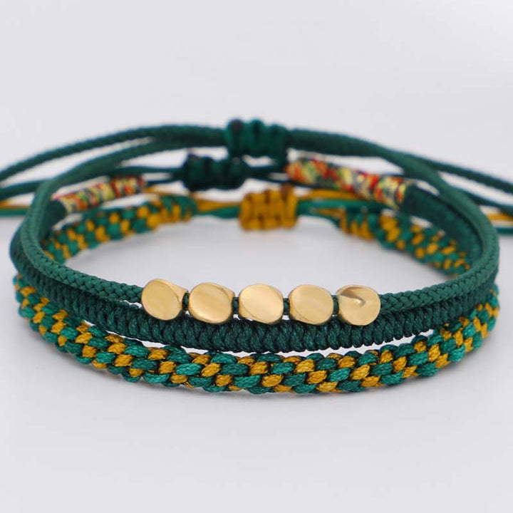 Buddha Stones 3 PCS Tibetan Copper Beads Healing Protection Luck Bracelet Set - 2 - image 9