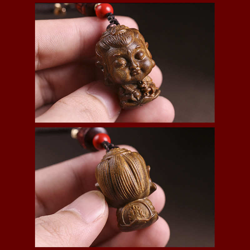 Chinese Zodiac Natal Buddha Green Sandalwood Om Mani Padme Hum Peace Key Chain - image 11