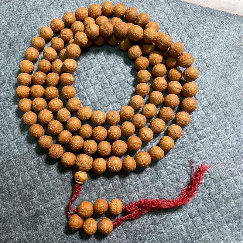 Buddha Stones 108 Mala Beads Nepal Bodhi Seed Luck Wealth Tassel Bracelet - 13mm - image 0