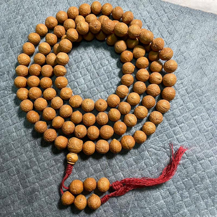 Buddha Stones 108 Mala Beads Nepal Bodhi Seed Luck Wealth Tassel Bracelet - 13mm - image 0