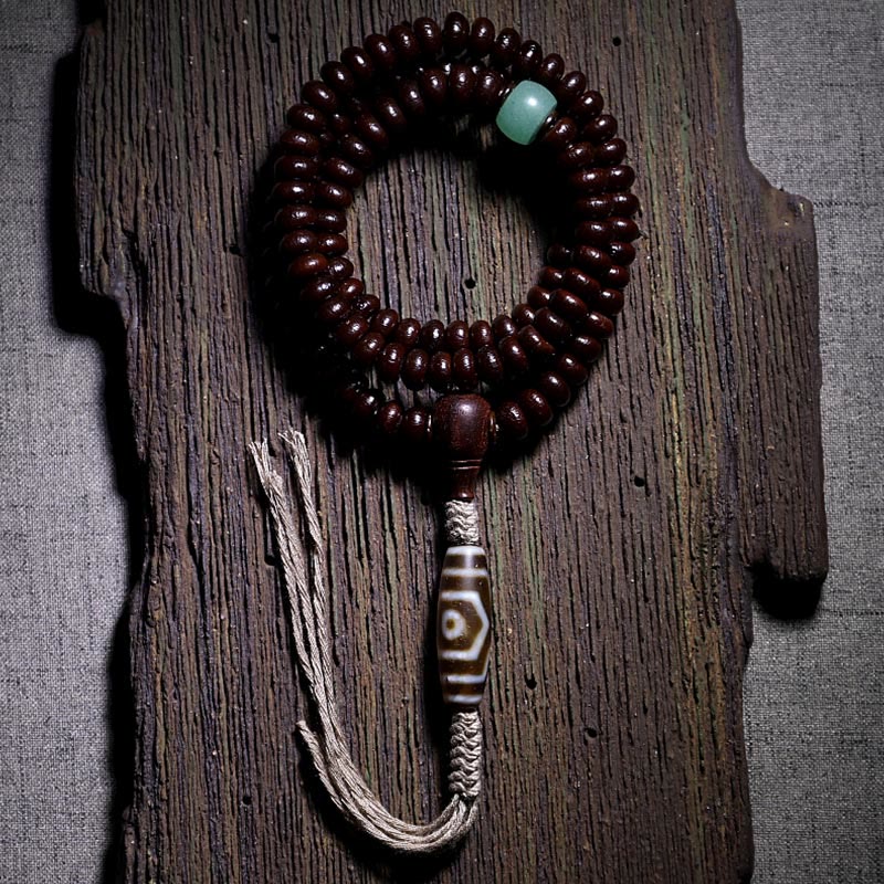 Buddha Stones Natural Tibet 108 Mala Beads Purple Bodhi Seed Three-eyed Dzi Bead Copper Dorje Harmony Bracelet - Purple Bodhi Seed Three-eyed Dzi Bead - 11mm - image 8