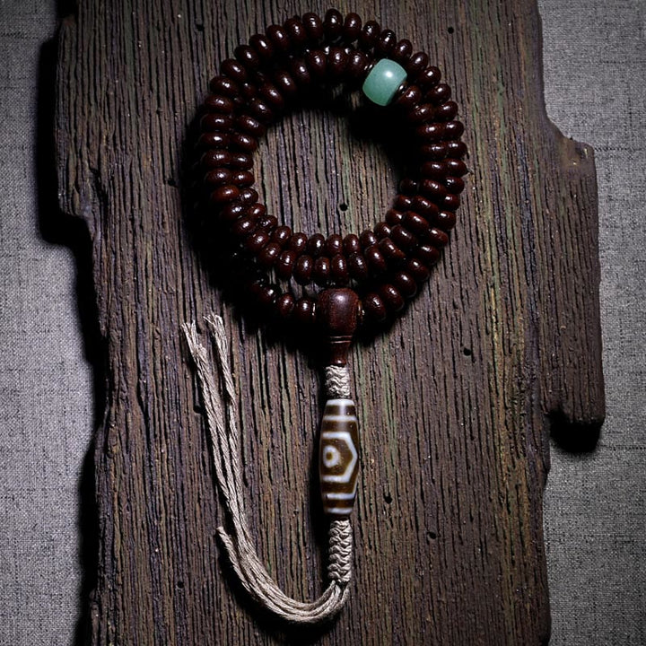 Buddha Stones Natural Tibet 108 Mala Beads Purple Bodhi Seed Three-eyed Dzi Bead Copper Dorje Harmony Bracelet - Purple Bodhi Seed Three-eyed Dzi Bead - 11mm - image 8