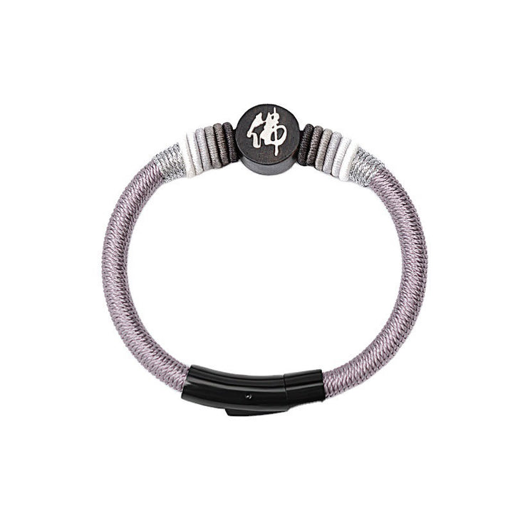 Buddha Stones Buddha Character Ebony Handcrafted Rope Bracelet - image 9