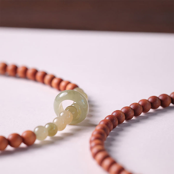 Buddha Stones Sandalwood Hetian Jade Protection Double Wrap Bracelet - image 3