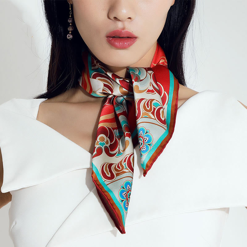 Buddha Stones Dunhuang Rebound Pipa Flying Frescoes 100% Mulberry Silk Scarf Premium Grade 6A Dunhuang Shawl - image 28
