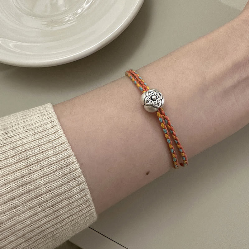 Buddha Stones 999 Sterling Silver Persimmon Luck Multicolored Braided Bracelet - image 13