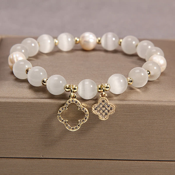 Buddha Stones Cat's Eye Lovely Cat Pattern Pearl Love Charm Bracelet - image 5