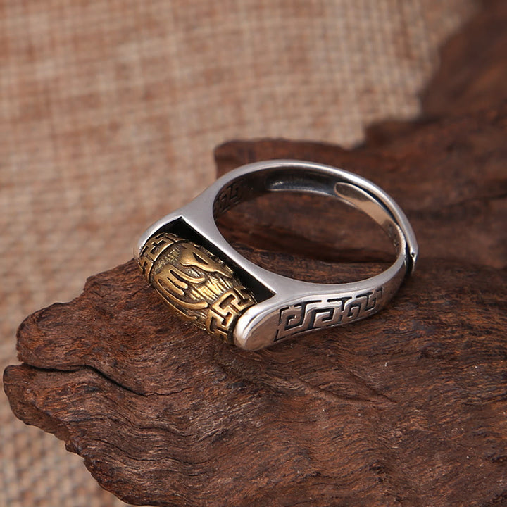 Buddha Stones Tibet Om Mani Padme Hum Carved Design Purity Rotatable Ring - image 3