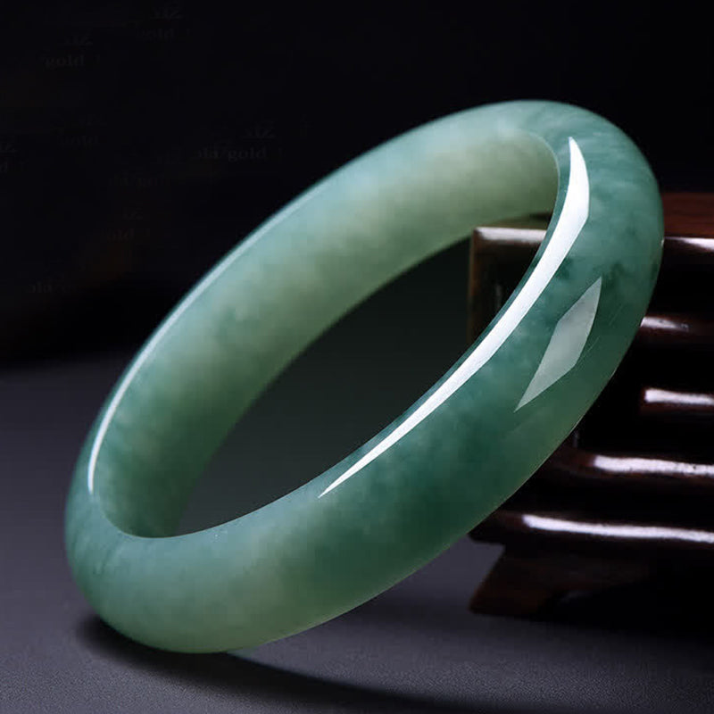Buddha Stones Jade Abundance Luck Healing Bangle Bracelet - 64mm - image 0