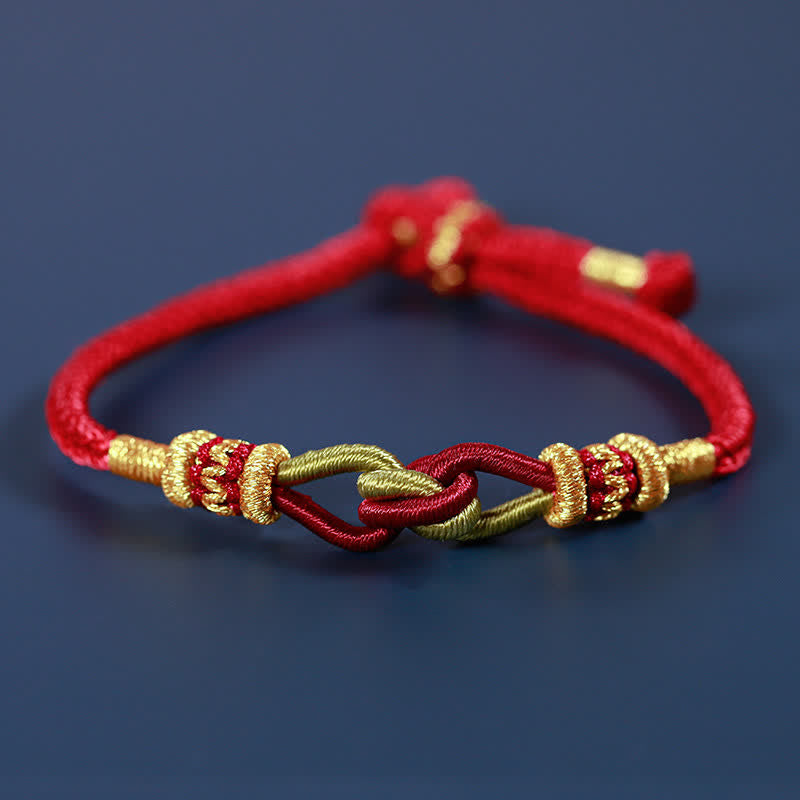 Buddha Stones Handmade Knotting Faith Strength Braid String Bracelet - Red - 18cm - image 0