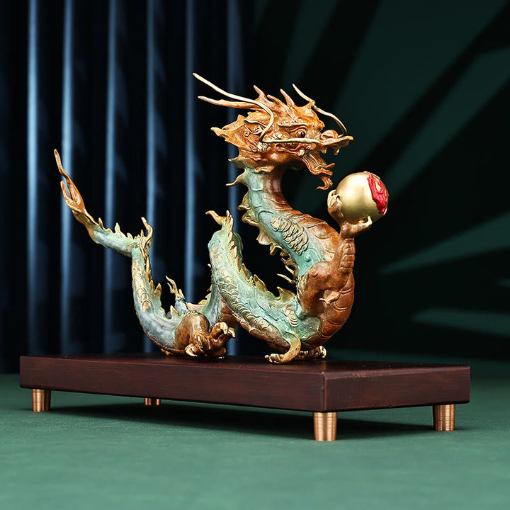 Buddha Stones Year Of The Dragon Auspicious Dragon Brass Copper Luck Success Office Decoration - image 4