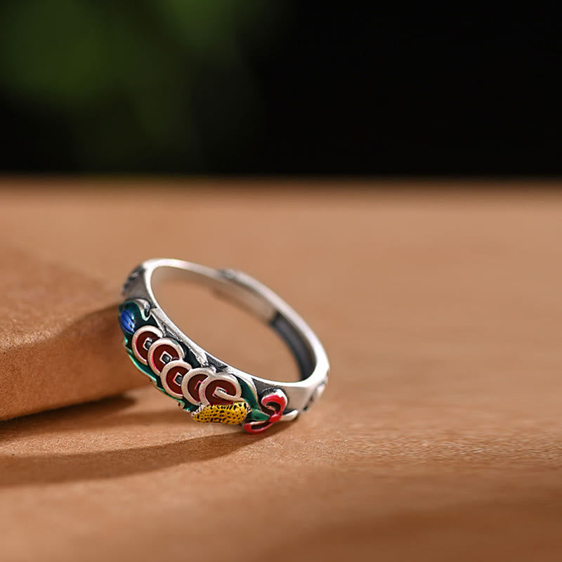 Buddha Stones Feng Shui Five Emperor Coins Wealth Ring - Five Emperor Coins(Protection♥Wealth) - image 0