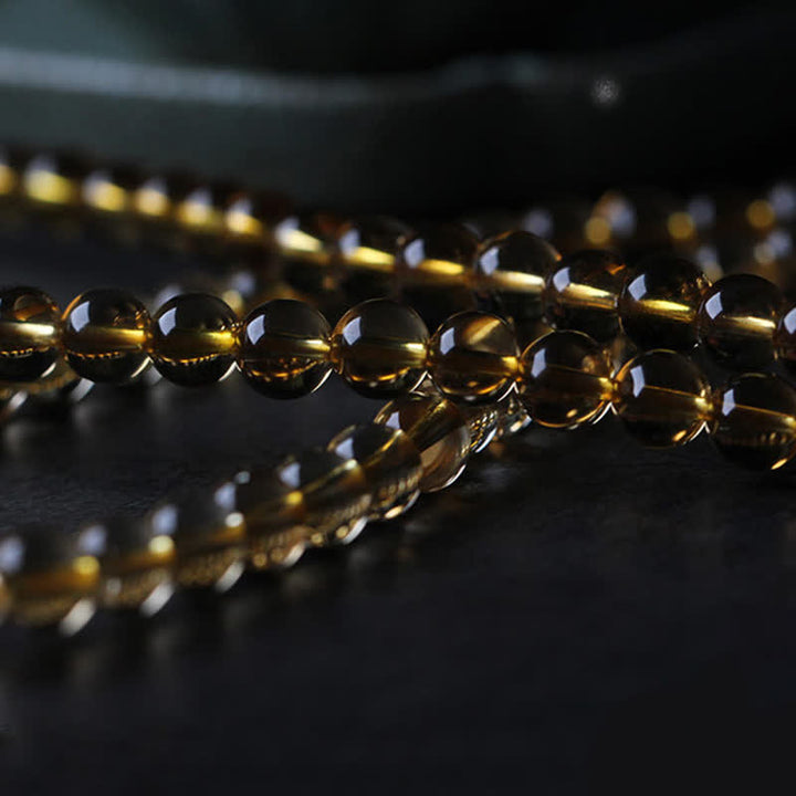 108 Mala Beads Natural Citrine Amber Peace Buckle Red Agate PiXiu Protection Charm Bracelet - image 16