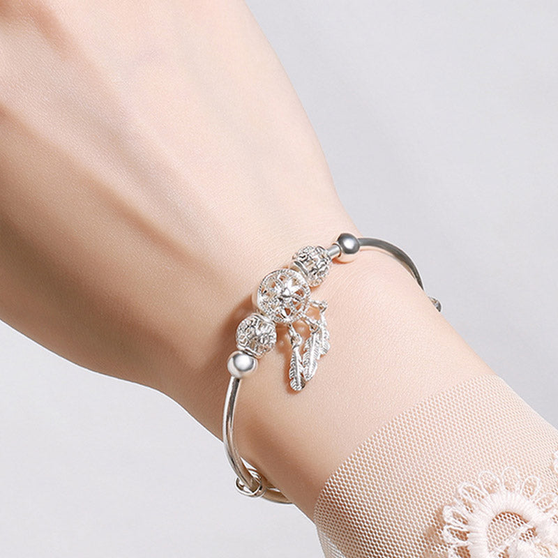 Buddha Stones Tibetan White Copper Blessing Dream Catcher Charm Bracelet - image 5