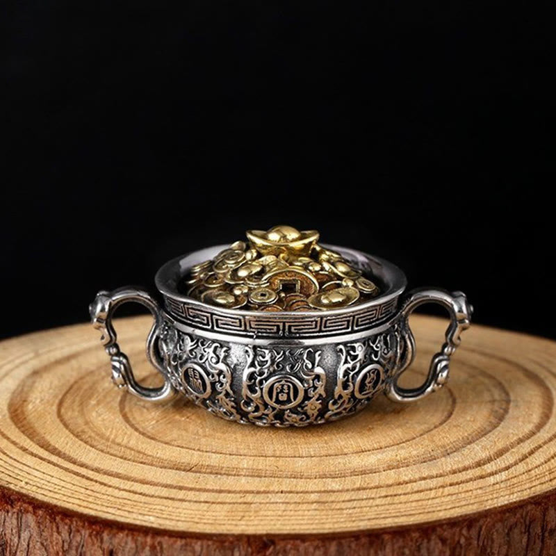 Buddha Stones Treasure Bowl Copper Coin Ingots Wealth Necklace Pendant - Treasure Bowl - image 0