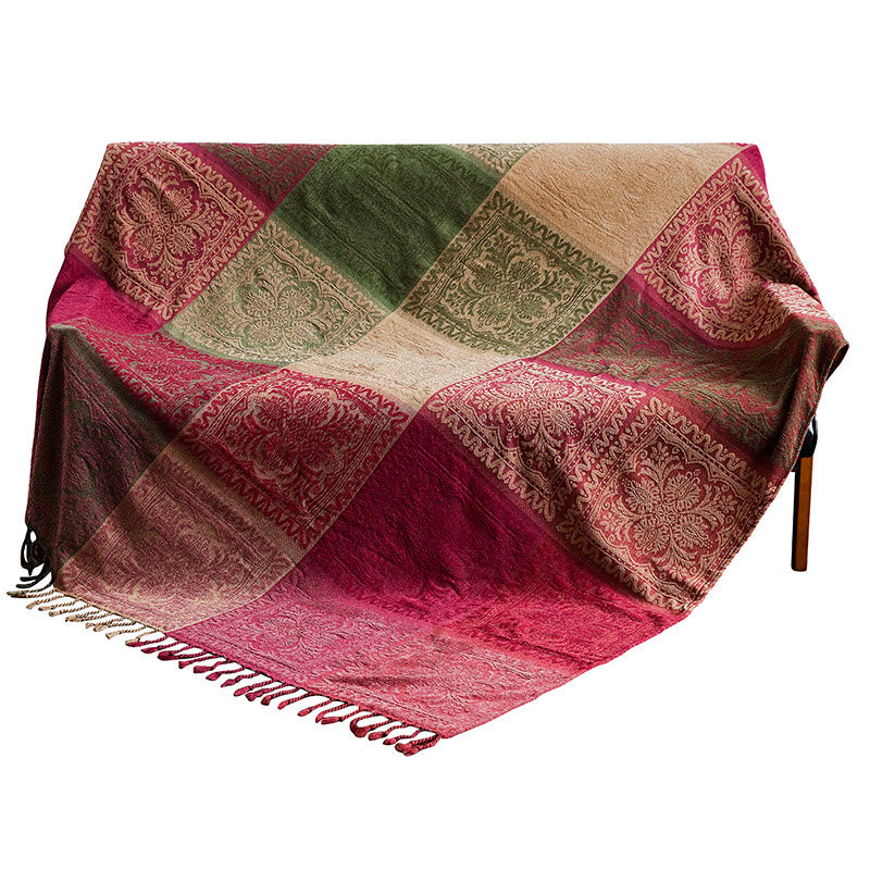 Buddha Stones Tibetan Multicolored Flower Pattern Hand-Dyed Blanket - image 8
