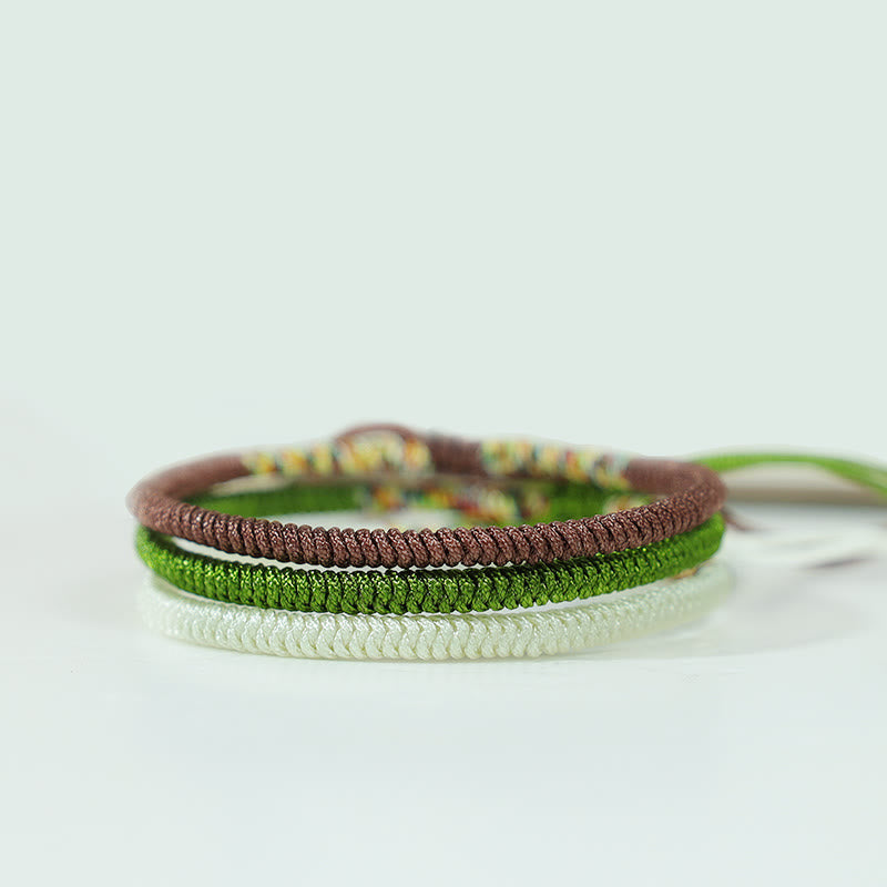 Buddha Stones 3Pcs Tibetan Handmade Multicolored Luck King Kong Knot Auspiciousness Bracelet - image 1