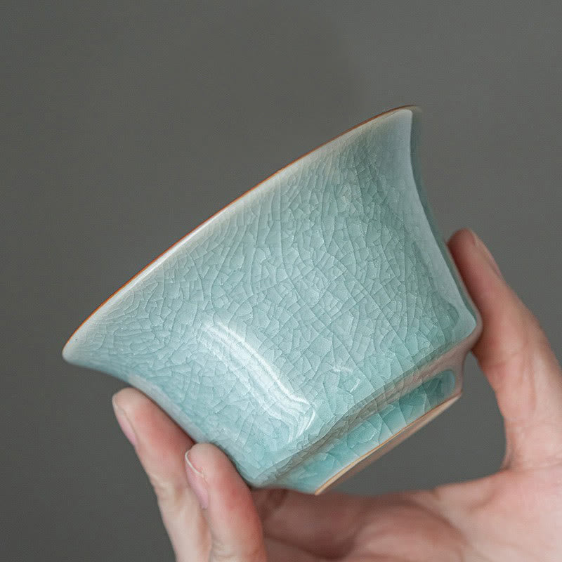 Buddha Stones Retro Green Ice Glaze Ceramic Gaiwan Sancai Teacup Kung Fu Tea Cup And Saucer With Lid - image 2