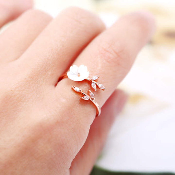 Buddha Stones Plum Blossom Leaf Pattern Copper Luck Ring - image 2