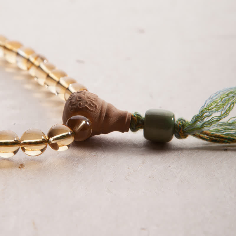 Buddha Stones 108 Mala Beads 925 Sterling Silver Citrine Sandalwood Turquoise Protection Prosperity Bracelet - image 21