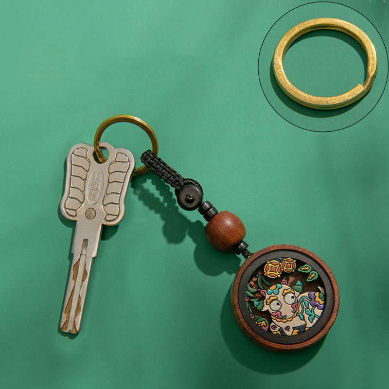 Buddha Stones Year Of The Dragon Hand Painted Chinese Zodiac Rosewood Carved Calm Key Chain - image 17