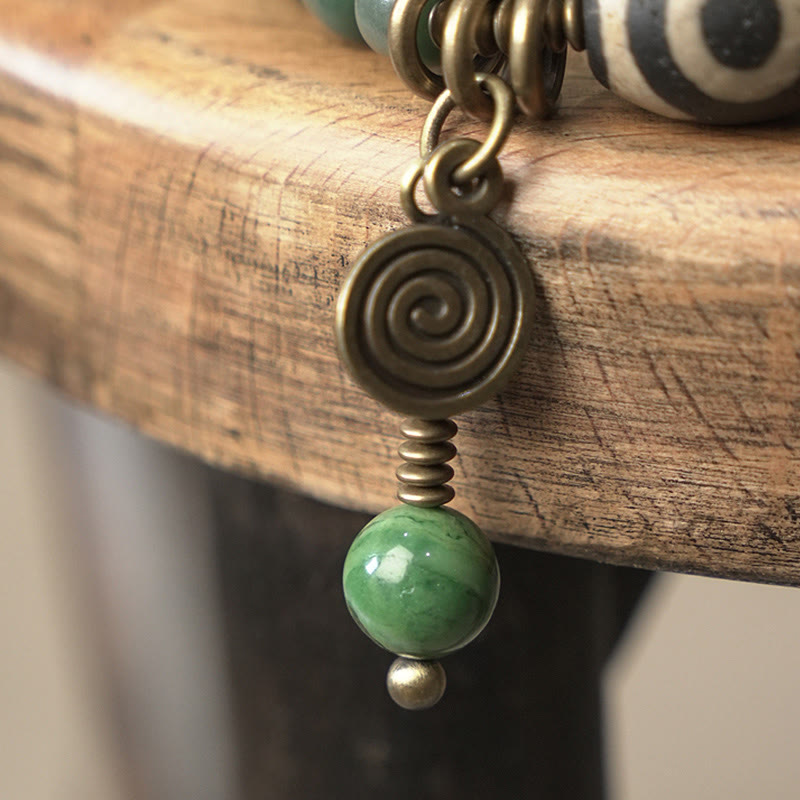 Cyan Bodhi Seed Dzi Bead Wisdom Peace Triple Wrap Bracelet - image 4