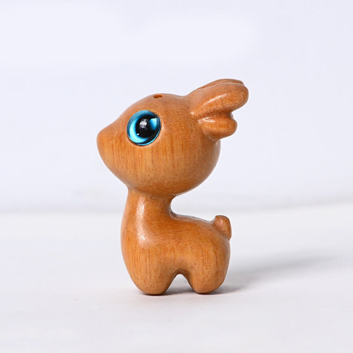 Buddha Stones Small Leaf Red Sandalwood Ebony Wood Sandalwood Green Sandalwood Lucky Mini Deer Protection Decoration - Sandalwood Deer - image 4