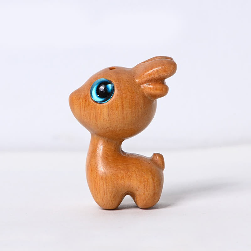 Buddha Stones Small Leaf Red Sandalwood Ebony Wood Sandalwood Green Sandalwood Lucky Mini Deer Protection Decoration - Sandalwood Deer - image 4