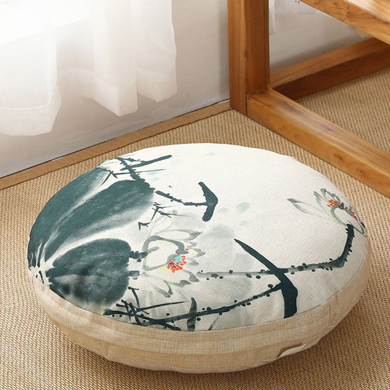 Buddha Stones Lotus Simple Pattern Linen Meditation Seat Cushion Home Living Room Decoration - Detachable - Approx. 40cm × 10cm (slight variation possible) - Linen - image 32