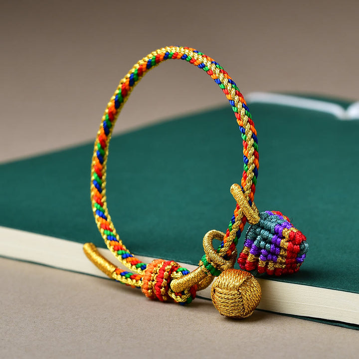 Buddha Stones Colorful Rope Luck Handmade Zongzi Golden Ball Charm Bracelet - image 13
