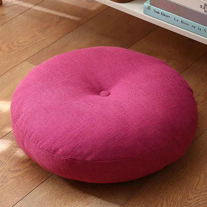 Buddha Stones Lotus Simple Pattern Linen Meditation Seat Cushion Home Living Room Decoration - Detachable - Approx. 40cm × 10cm (slight variation possible) - HotPink - image 16