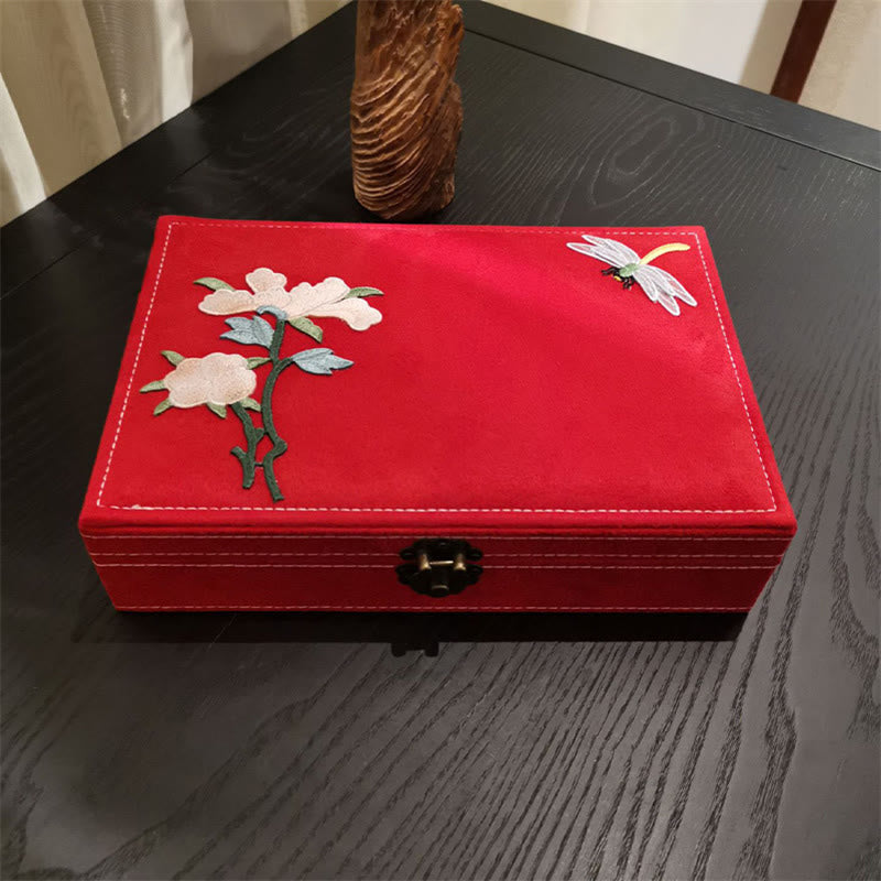 Buddha Stones Flowers Dragonfly Jewelry Box Organizer Single Layer Jewelry Storage Box Flannel Box - image 22