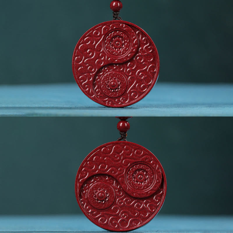 Buddha Stones Cinnabar Yin Yang Keep Away Evil Spirits Necklace Pendant - image 5