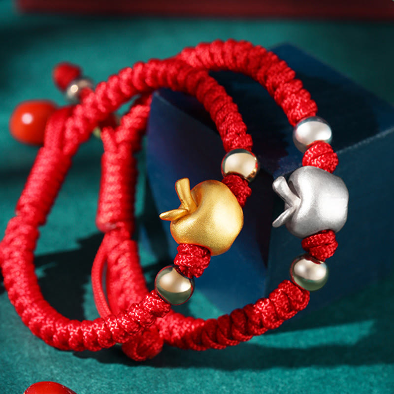Buddha Stones 999 Sterling Silver Apple Red Multicolored Rope Luck Protection Handcrafted Kids Bracelet - image 3