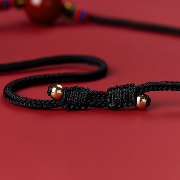 Buddha Stones Cinnabar Bead Blessing String Necklace Pendant - image 6