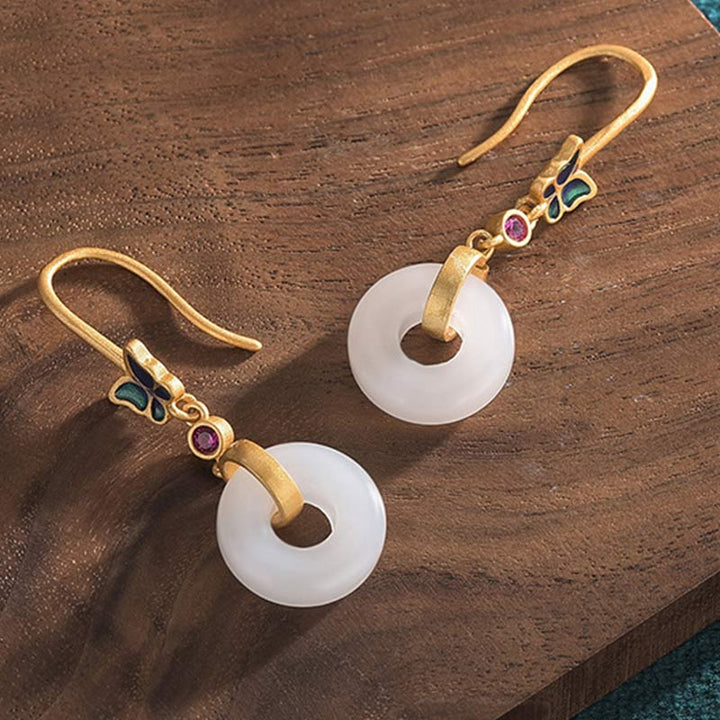 FengShui White Jade Butterfly Fortune Earrings - image 3