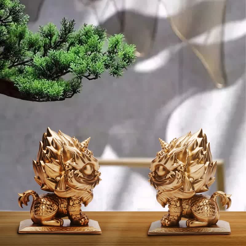 Buddha Stones Lion Statue Strength Resin Home Office Decoration - image 0